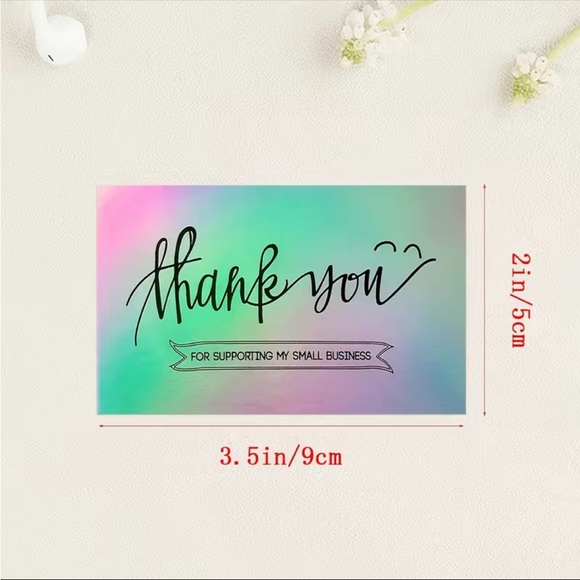 50 Cards, Holographic, Thank You For Supporting My Small Business 2.1” X 3.5” - Picture 2 of 4